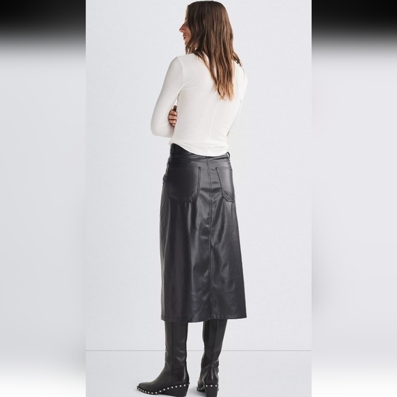 NWT Rag & Bone Sid Faux Leather Black Slit High Rise Skirt Size 28 - Picture 2 of 14